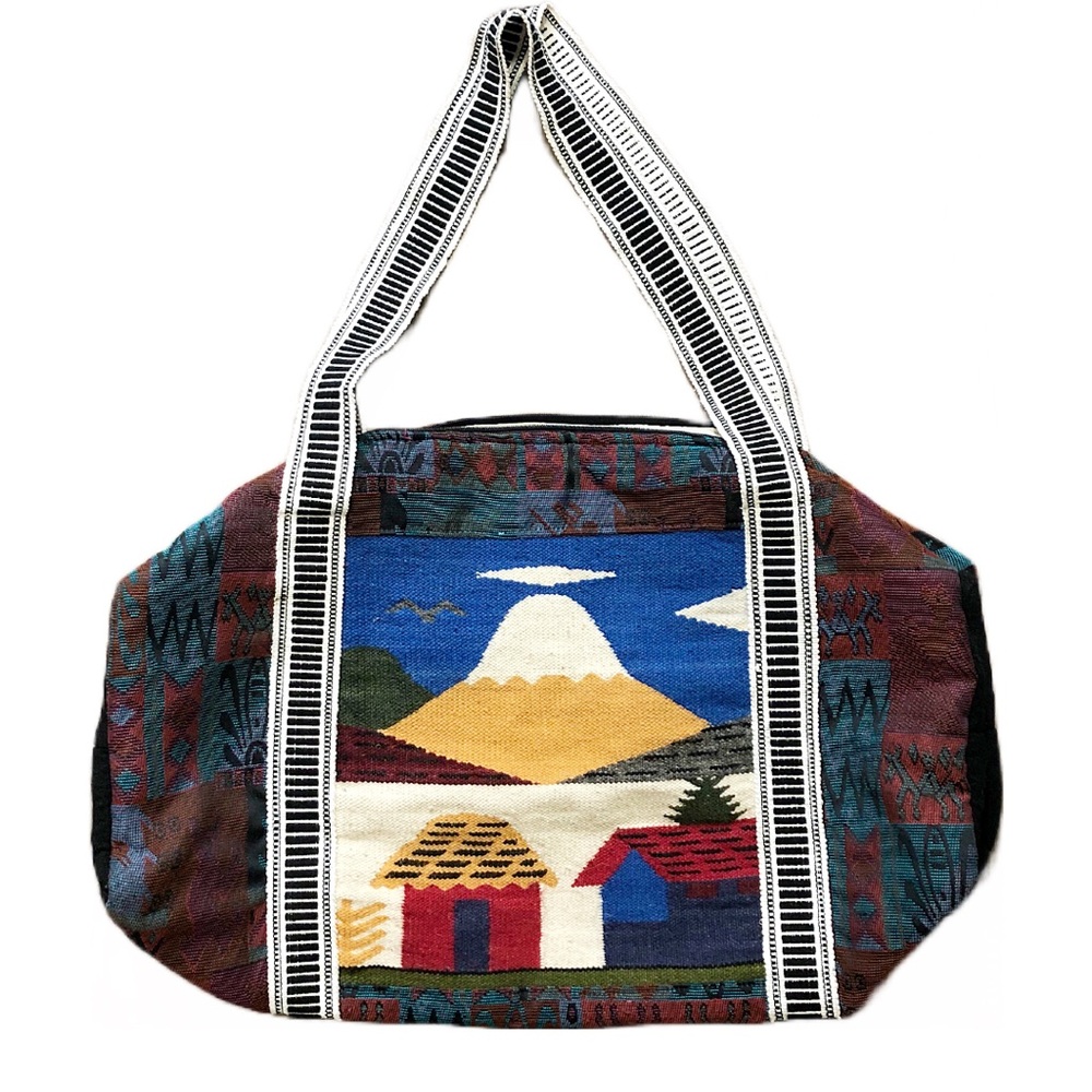 Vintage Made In Ecuador Wool Large Duffle Bag